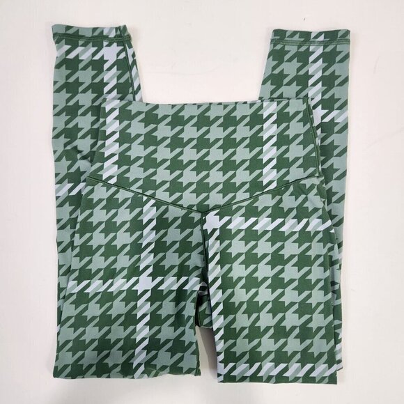 Offline By Aerie Real Me Xtra 7/8 Leggings M Green Houndstooth High Waist - Picture 12 of 12